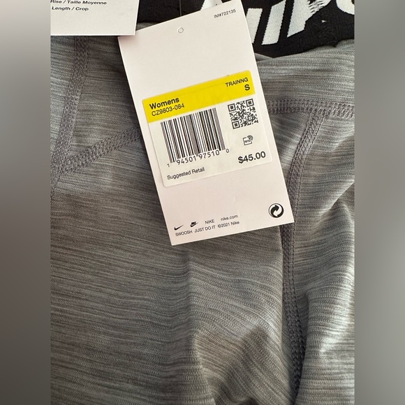 NWT Nike Pro 365 Mid-Rise Cropped Mesh Panel Leggings Running Yoga Jogging Pants - Picture 12 of 16